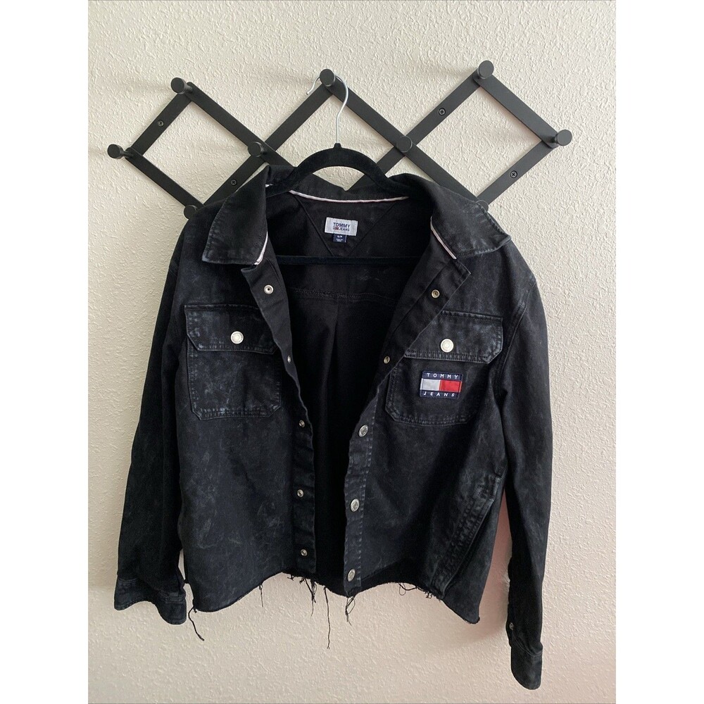 Tommy Jeans Cut Off Oversized Jean Jacket Black Size Small
